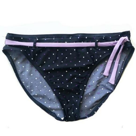 Nautica Separates Polka Dot navy Bikini bottoms with faux belt size 8 - Picture 1 of 7